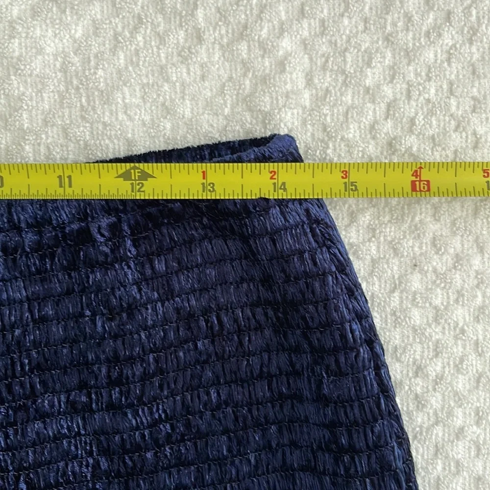 Aqua Velvet Smocked Ruffled Flounce Mini Skirt Navy Size L - Picture 8 of 10